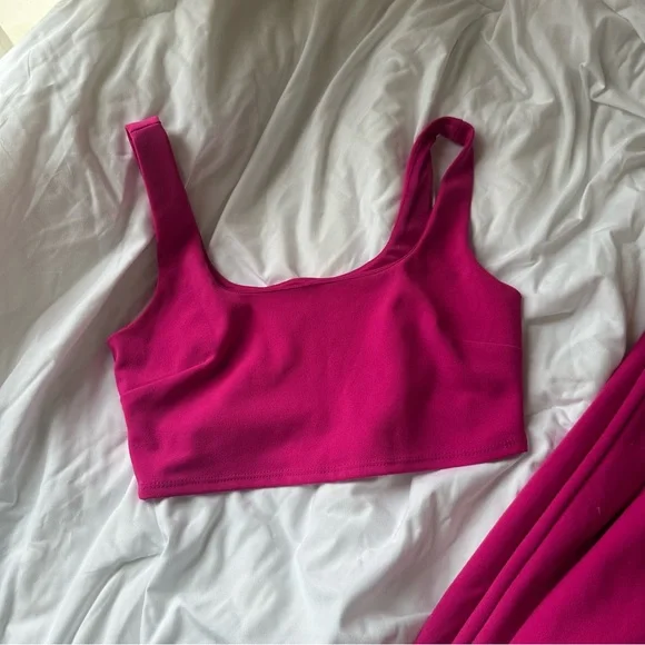 Lulus Only Tonight Hot Pink Two-Piece Wide-Leg Jumpsuit Size Medium - Picture 8 of 12